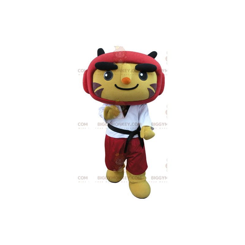 BIGGYMONKEY™ Costume da mascotte tigre in costume da taekwondo