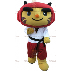 BIGGYMONKEY™ Costume da mascotte tigre in costume da taekwondo