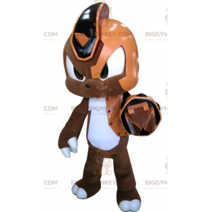 BIGGYMONKEY™ Maskottchen-Kostüm für Cyborg-Kaninchen in Braun