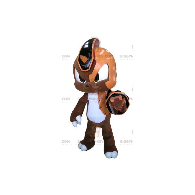 Brown Orange and White Cyborg Rabbit BIGGYMONKEY™ Mascot