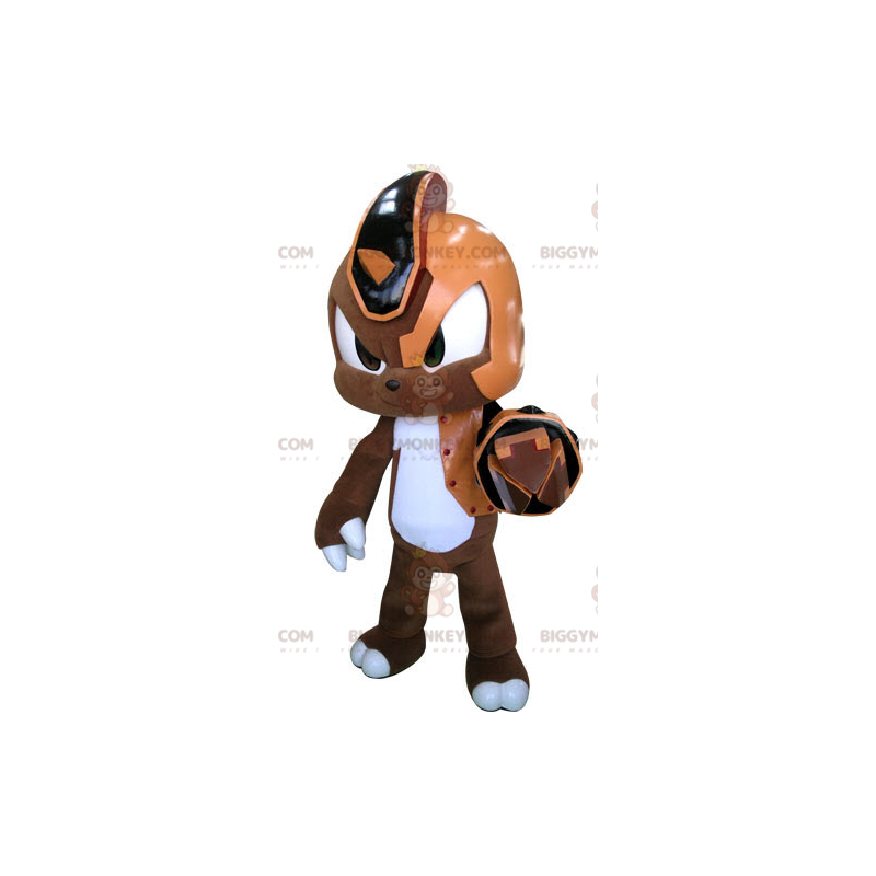 Costume de mascotte BIGGYMONKEY™ de lapin cyborg marron orange