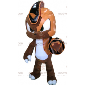 Brown Orange and White Cyborg Rabbit BIGGYMONKEY™ Mascot