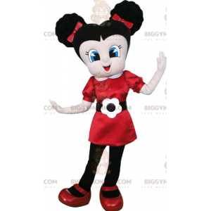 BIGGYMONKEY™ Costume da mascotte Ragazza marrone con vestito