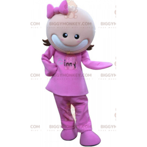 Disfraz de mascota BIGGYMONKEY™ niña vestida de rosa. Disfraz