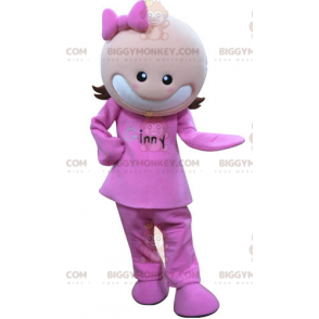 BIGGYMONKEY™ mascot costume girl dressed in pink. Girl's