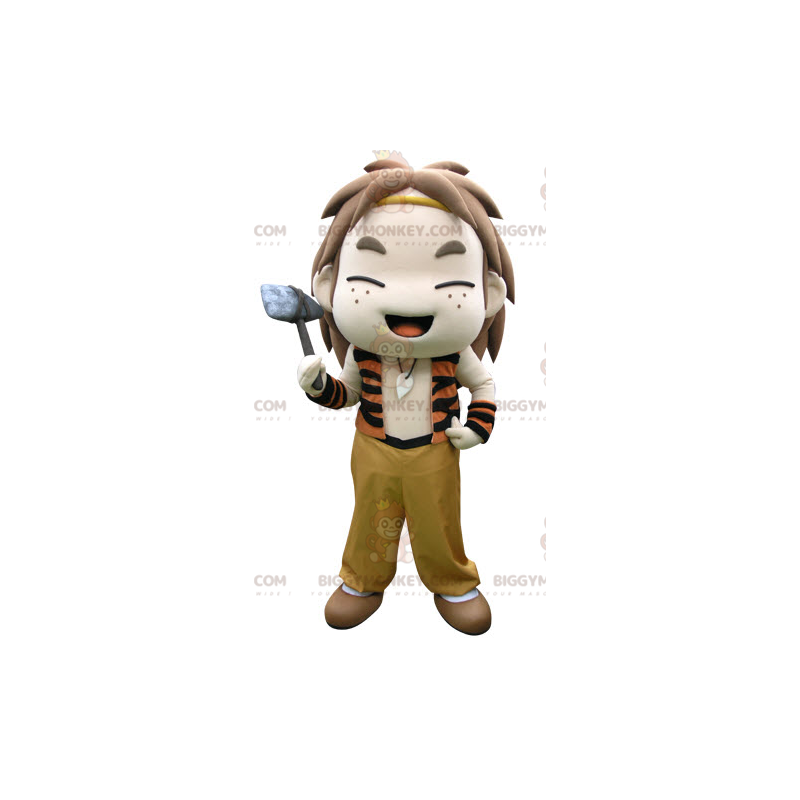 Very Cheerful Prehistoric Little Boy BIGGYMONKEY™ Mascot