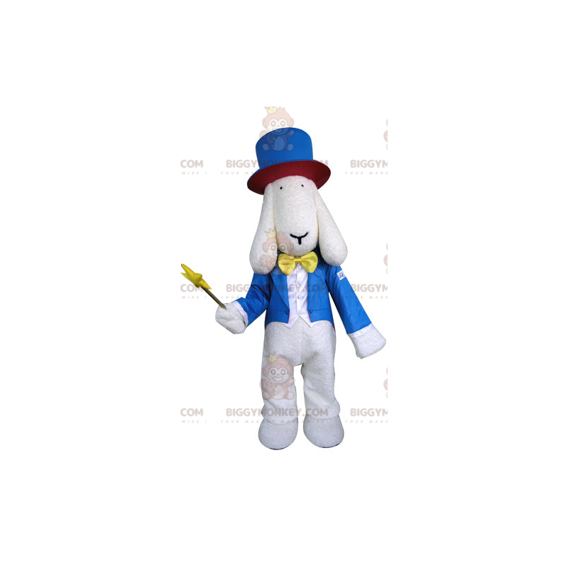 Costume da mascotte BIGGYMONKEY™ cane bianco vestito con