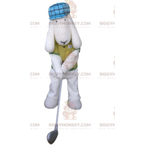 Costume de mascotte BIGGYMONKEY™ de chien blanc habillé en