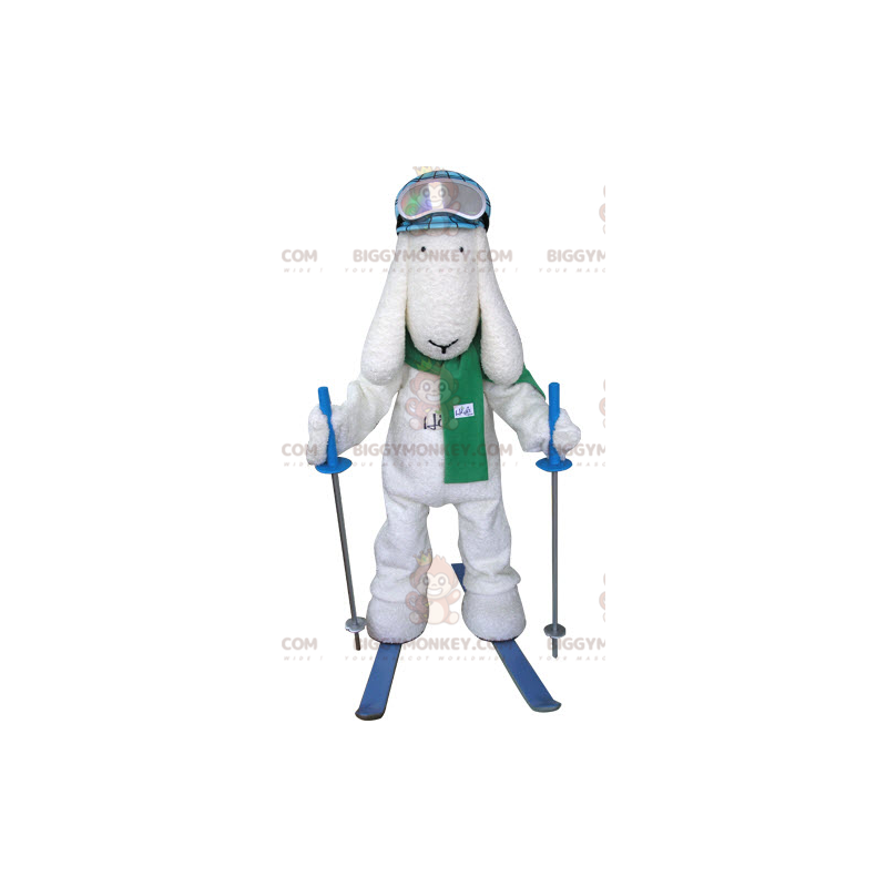 Costume da mascotte cane bianco sciatore BIGGYMONKEY™ -