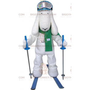 Fantasia de mascote de cão branco esquiador BIGGYMONKEY™ –