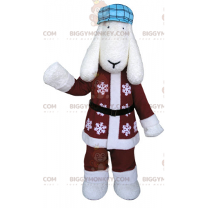 BIGGYMONKEY™ Costume da mascotte Cane bianco in abito invernale