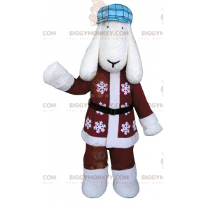 Costume de mascotte BIGGYMONKEY™ de chien blanc en tenue