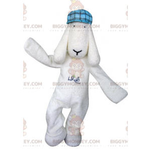 Fantasia de mascote BIGGYMONKEY™ cão branco com boina azul –