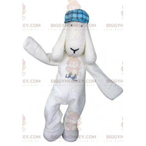 Kostým maskota BIGGYMONKEY™ Bílý pes s modrým baretem –