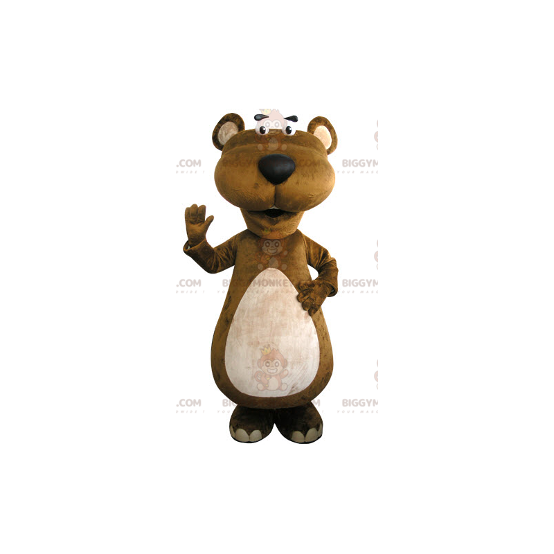 Brown and White Beaver BIGGYMONKEY™ Mascot Costume. Groundhog