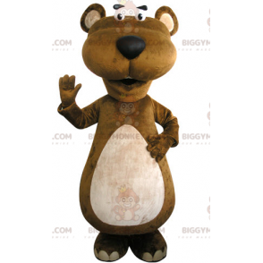 Costume de mascotte BIGGYMONKEY™ de castor marron et blanc.