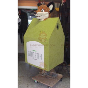 Houten hut BIGGYMONKEY™ mascottekostuum met vossenkop -
