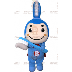 Blauwe tandenborstel BIGGYMONKEY™ mascottekostuum met cape -