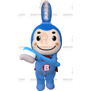 Costume da mascotte BIGGYMONKEY™ spazzolino blu con mantello -