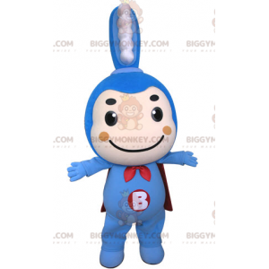 Blue toothbrush BIGGYMONKEY™ mascot costume with cape –