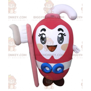 Costume de mascotte BIGGYMONKEY™ de dentifrice rose tenant une