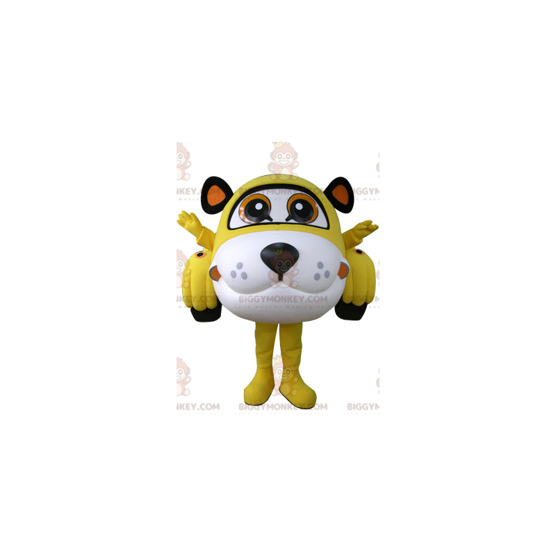 Costume mascotte BIGGYMONKEY™ auto tigre bianca e nera gialla -