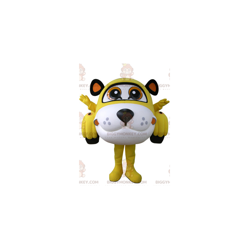 Traje de mascote de carro tigre amarelo branco e preto
