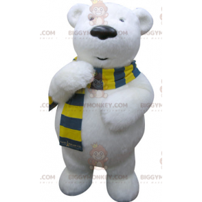 Costume de mascotte BIGGYMONKEY™ d'ours blanc avec une écharpe