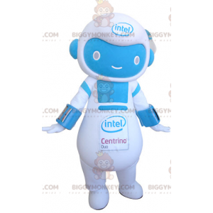 Blå och vit robotman BIGGYMONKEY™ maskotdräkt - BiggyMonkey