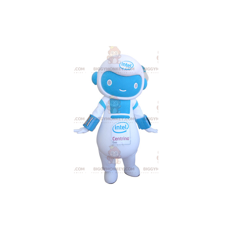 Blauw en wit robotman BIGGYMONKEY™ mascottekostuum -