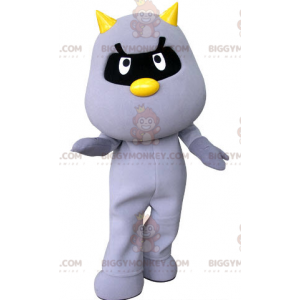 BIGGYMONKEY™ Mascot Costume Purple Cat with Yellow Horns –