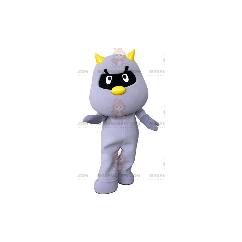 BIGGYMONKEY™ Mascot Costume Purple Cat with Yellow Horns -