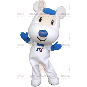 Fato de mascote BIGGYMONKEY™ de rato branco e azul fofo e