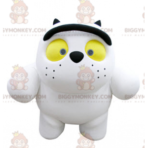 Grote witte kat met gele ogen BIGGYMONKEY™ mascottekostuum -