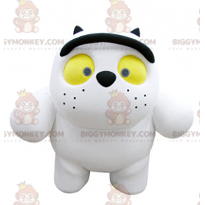Grote witte kat met gele ogen BIGGYMONKEY™ mascottekostuum -