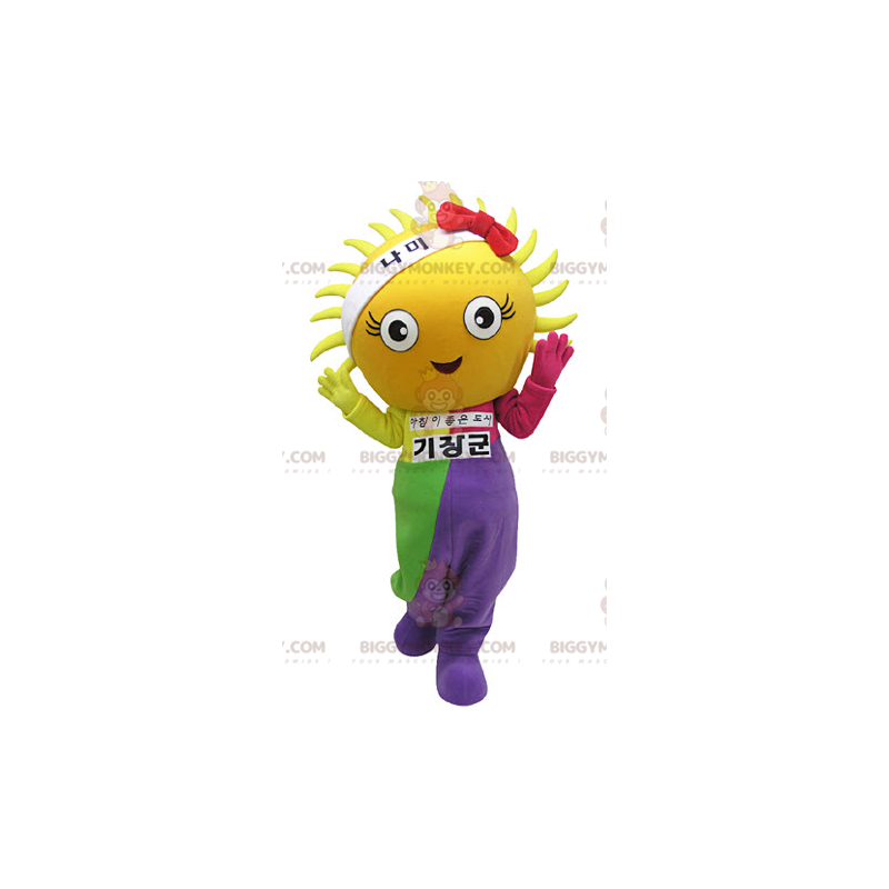 Costume da mascotte Giant Yellow Sun BIGGYMONKEY™ vestito con