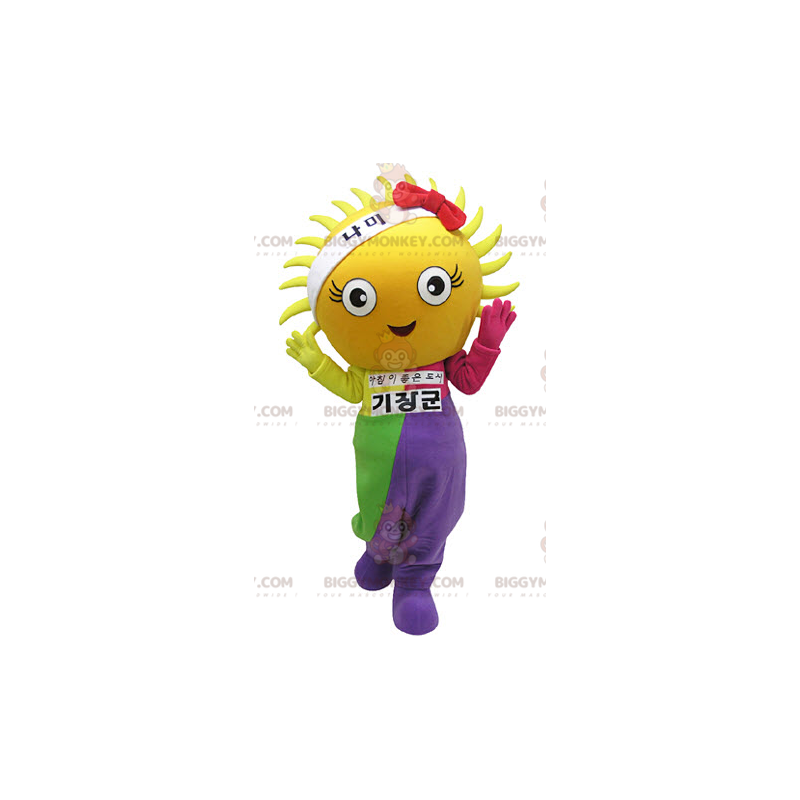 Disfraz de mascota gigante Yellow Sun BIGGYMONKEY™ vestido con