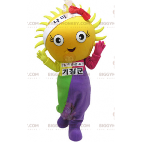 Disfraz de mascota gigante Yellow Sun BIGGYMONKEY™ vestido con