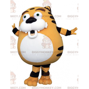 Costume da mascotte BIGGYMONKEY™ tigre bianca e nera arancione