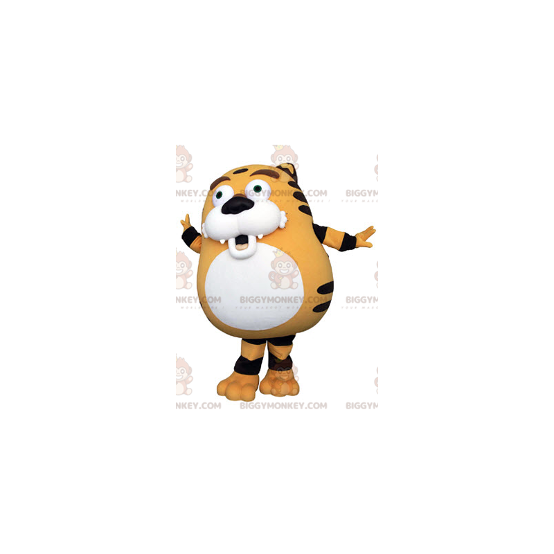 Costume da mascotte BIGGYMONKEY™ tigre bianca e nera arancione