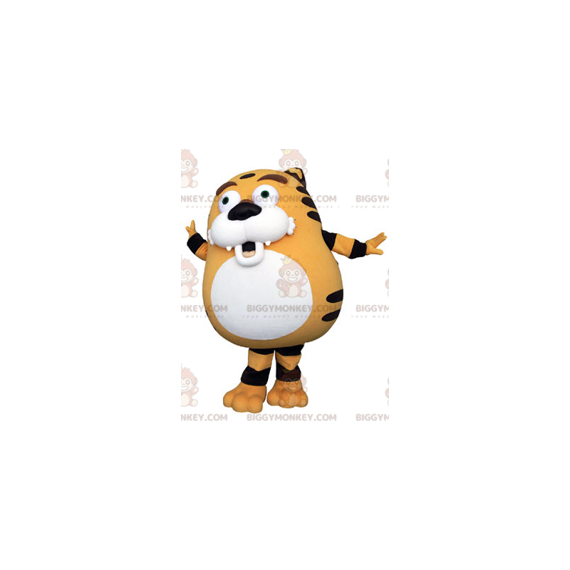 Plump and Cute Orange White and Black Tiger BIGGYMONKEY™ Mascot