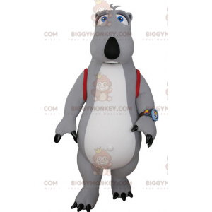 Costume de mascotte BIGGYMONKEY™ d'ours gris et blanc avec un