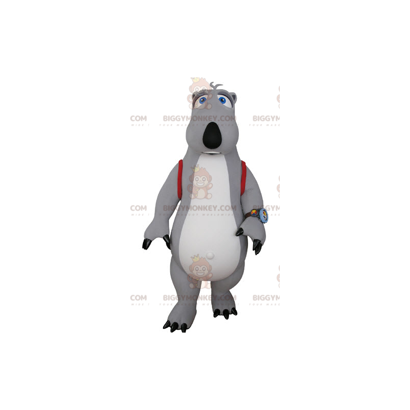 BIGGYMONKEY™ Costume da mascotte orso grigio e bianco con