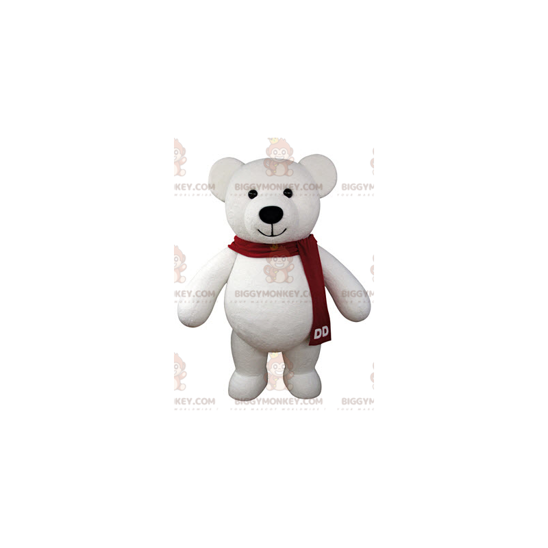 Traje de mascote de urso polar BIGGYMONKEY™ com lenço vermelho