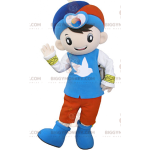Traje de mascote Little Boy BIGGYMONKEY™ vestido com uma roupa