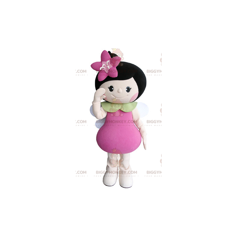 Brown Girl BIGGYMONKEY™ Mascot Costume with Wings and Flower –