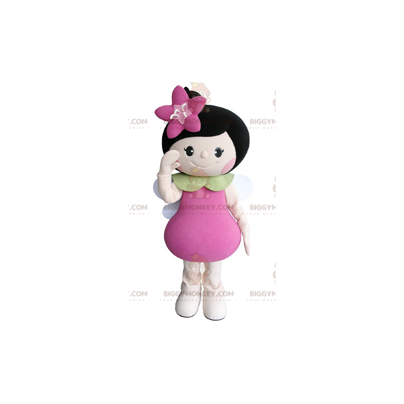 Disfraz de mascota Brown Girl BIGGYMONKEY™ con alas y flor -