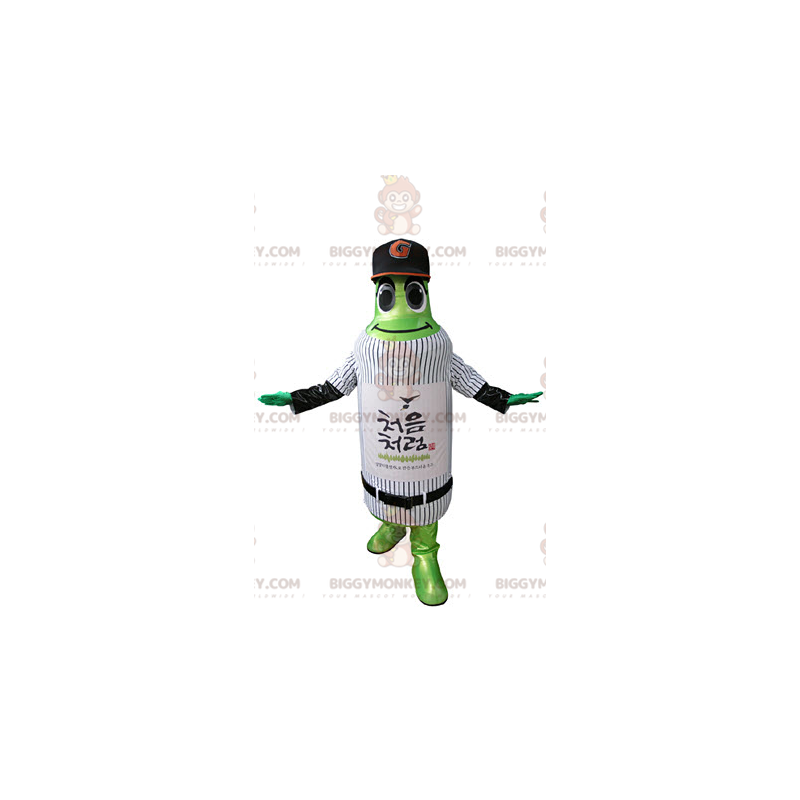 Costume de mascotte BIGGYMONKEY™ de bouteille verte en tenue de