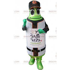 Costume de mascotte BIGGYMONKEY™ de bouteille verte en tenue de