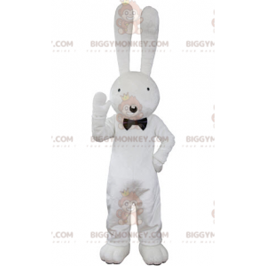 Stor hvid kanin ser forbløffet ud maskotkostume BIGGYMONKEY™ -